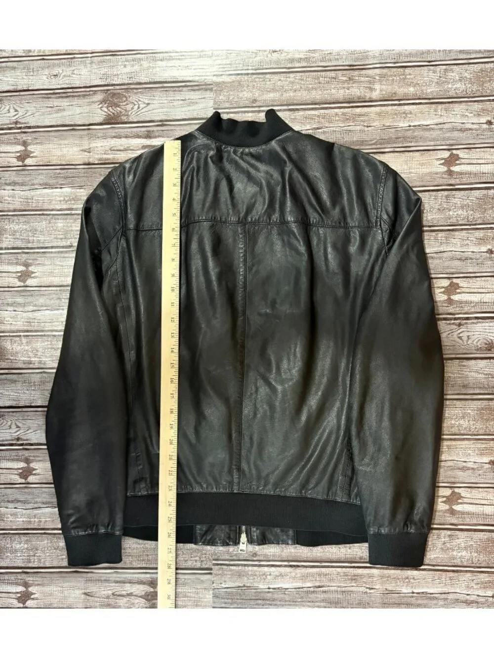 All Saints kino Sheep leather Bomber jacket size L color Black